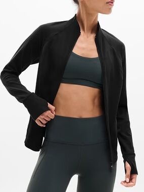 Athleta Salutation Black Zip-Front Jacket Size Small